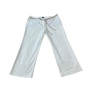 NWT Talbots Womens Pants Ivory Crop Wide Leg Plus Petite‎ 20WP Rope Belt